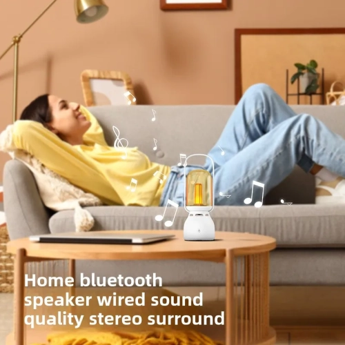 Étanche ext. Camping ext. Rechargeable Atmosphère Lumière sans fil Bluetooth rétro Atmosphère Veilleuse Longue autonomie batterie - Blanc ivoire