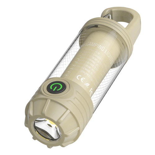 Nouvelle lanterne de camping portative multicolore porte-clés Mini lampe de poche Atmosphère de camping - Kaki