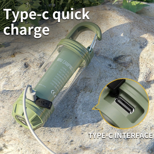 Nouvelle lanterne de camping portative multicolore porte-clés Mini lampe de poche Atmosphère de camping - Kaki