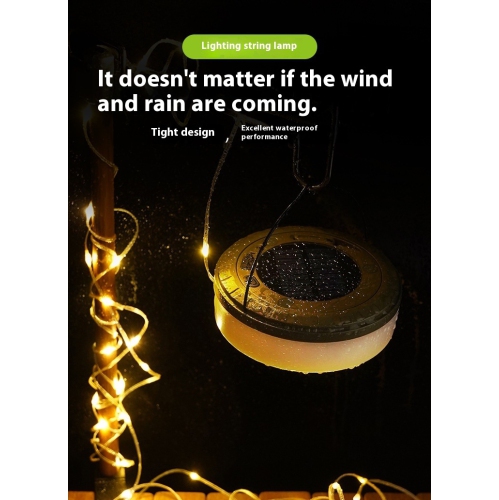 Lanterne de camping solaire Jeu de lumières Lumière colorée Équipement de camping Lampe de tente - Lumière chaude + Solaire + 2000 mA + Ceinture