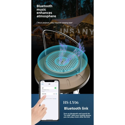 Lanterne de camping d'extérieur Bluetooth Haut-parleur Éclairage Décoration Lampe de tente rechargeable Camping Lanterne portative rétro - Lumière