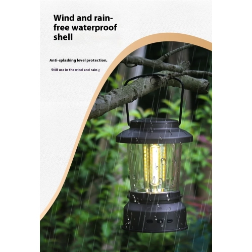 Lanterne de camping d'extérieur Bluetooth Haut-parleur Éclairage Décoration Lampe de tente rechargeable Camping Lanterne portative rétro - Lumière