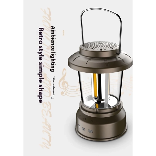 Outdoor Camping Lantern Bluetooth Speaker Lighting Decoration Rechargeable Tent Light Camping Retro Portable Lantern - yellow Light