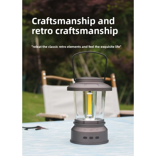 Outdoor Camping Lantern Bluetooth Speaker Lighting Decoration Rechargeable Tent Light Camping Retro Portable Lantern - yellow Light