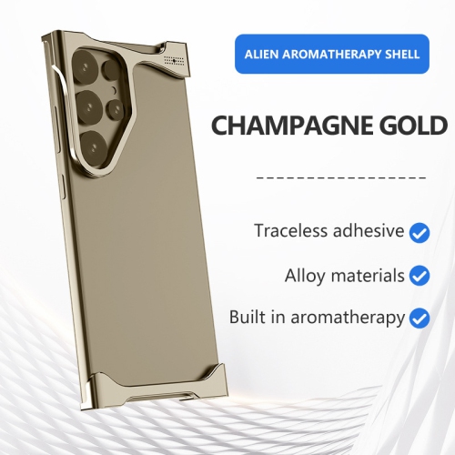 Compatible avec la coque en alliage d'aluminium S25 Ultra, la dissipation de la chaleur, la résistance aux chutes, avec coins en métal sans cadre -