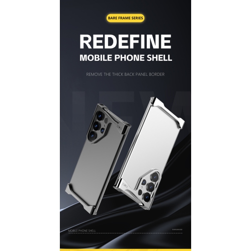 Compatible avec la coque en alliage d'aluminium S25 Ultra, la dissipation de la chaleur, la résistance aux chutes, avec coins en métal sans cadre -