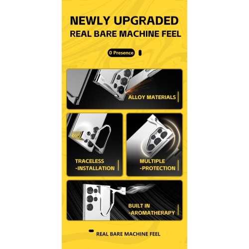 Compatible avec la coque en alliage d'aluminium S25 Ultra, la dissipation de la chaleur, la résistance aux chutes, avec coins en métal sans cadre -