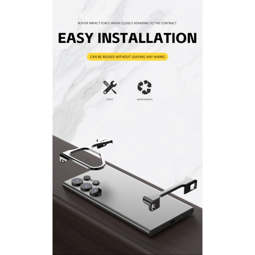 Compatible avec la coque en alliage d'aluminium S25 Ultra, la dissipation de la chaleur, la résistance aux chutes, avec coins en métal sans cadre -