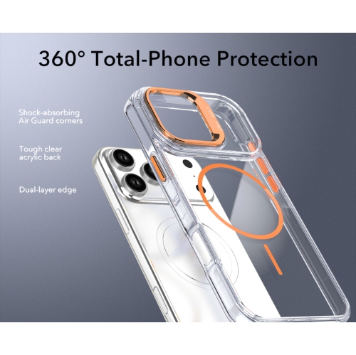 Nouveau porte-objectif magnétique brillant et transparent pour iPhone 17 Pro Max, allure luxueuse et étui de téléphone de style INS avec boîtier