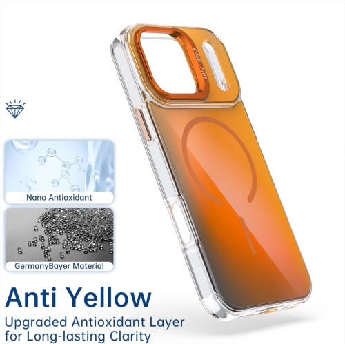 For iPhone 17 Pro Max, Bright Chameleon Magnetic Lens Holder Case, Cute and Stylish Fluorescent Design - Gold