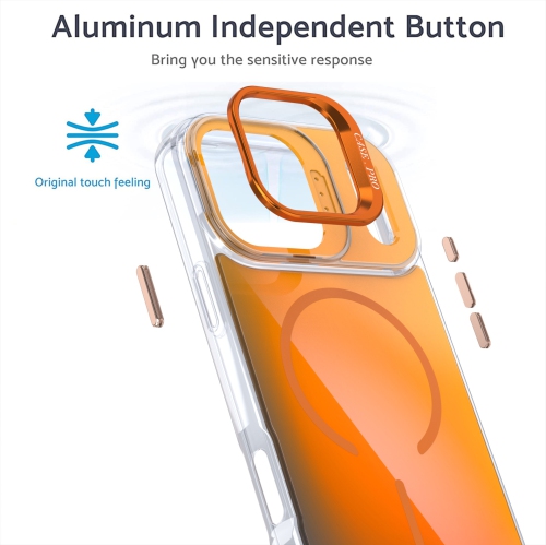 For iPhone 17 Pro Max, Bright Chameleon Magnetic Lens Holder Case, Cute and Stylish Fluorescent Design - Gold