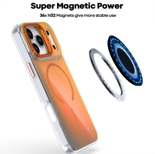 For iPhone 17 Pro Max, Bright Chameleon Magnetic Lens Holder Case, Cute and Stylish Fluorescent Design - Gold