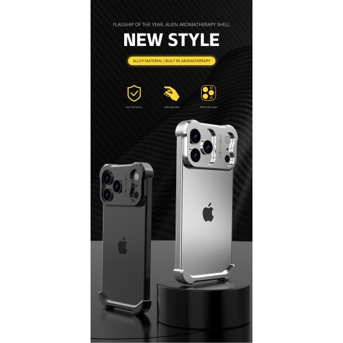 Suitable for iPhone 17 Pro Max, Frameless Metal Corner Pads, Apple Frameless Phone Case with Lens Protector - Gold