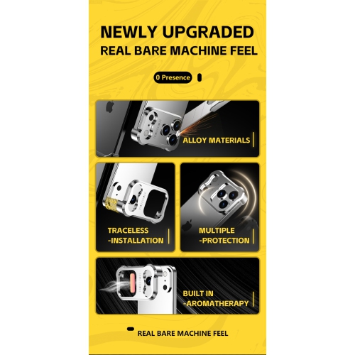 Suitable for iPhone 17 Pro Max, Frameless Metal Corner Pads, Apple Frameless Phone Case with Lens Protector - Black