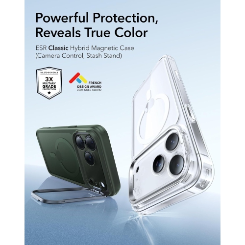 iPhone 17 Pro Max Case with Stand – Magnetic Camera Control Cover Compatible with MagSafe, Military-Grade Drop Protection, Scratch-Resistant Frosted