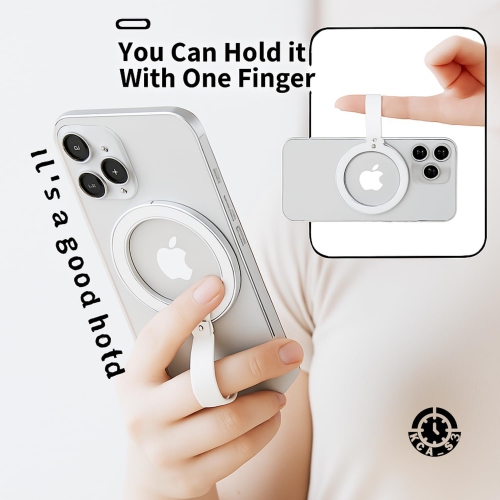 Porte-téléphone à anneau magnétique ultramince, bracelet en silicone rotatif à 360°, bout des doigts amovible et réglable, avec support, léger et