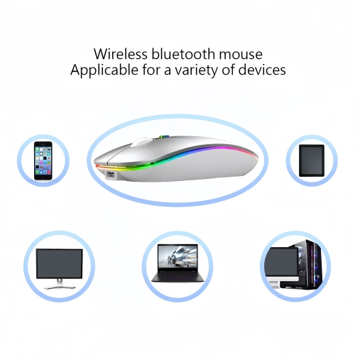 Wireless Mouse, LED Rechargeable Laptop Mouse, Portable Office Computer Mice Dual Mode Connection