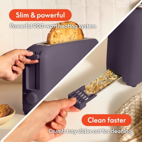 2 Slice Slim Toaster, Fits-anywhere™ Kitchenware, 6 Setting Shade Control with Reheat & Cancel Buttons, Fits sourdough, 10” Long Slot, Anti Jam &