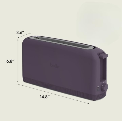 2 Slice Slim Toaster, Fits-anywhere™ Kitchenware, 6 Setting Shade Control with Reheat & Cancel Buttons, Fits sourdough, 10” Long Slot, Anti Jam &