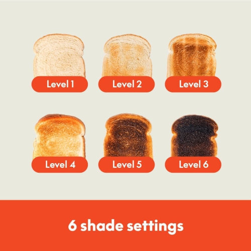 2 Slice Slim Toaster, Fits-anywhere™ Kitchenware, 6 Setting Shade Control with Reheat & Cancel Buttons, Fits sourdough, 10” Long Slot, Anti Jam &