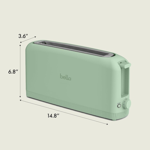 2 Slice Slim Toaster, Fits-anywhere™ Kitchenware, 6 Setting Shade Control with Reheat & Cancel Buttons, Fits Sourdough, 10” Long Slot, Anti Jam &