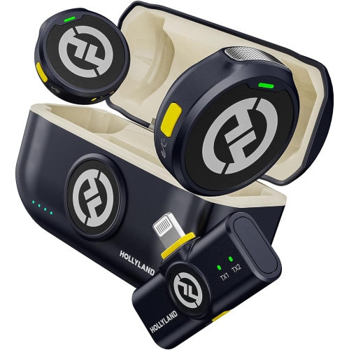 Hollyland Lark M2 Wireless Lavalier Microphone for iPhone 14/13/12, Lightning Mini Lapel Microphone Wireless, Hi-Fi Audio, 1000ft Range, Noise