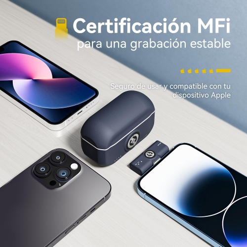 Hollyland Lark M2 Wireless Lavalier Microphone for iPhone 14/13/12, Lightning Mini Lapel Microphone Wireless, Hi-Fi Audio, 1000ft Range, Noise