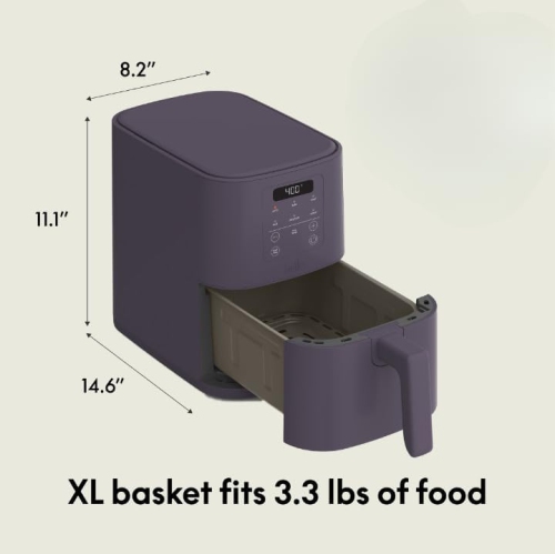 6Qt Slim Air Fryer, Fits-anywhere™ Kitchenware, EverGood™ Ceramic Nonstick Coating, Adjustable Temperature, 6 Preset Cooking Options, 60 Min Auto