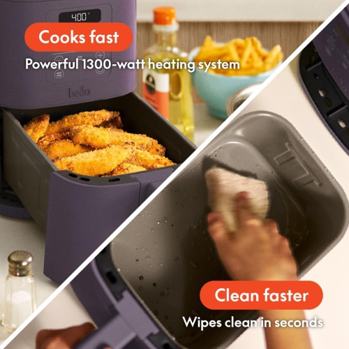 6Qt Slim Air Fryer, Fits-anywhere™ Kitchenware, EverGood™ Ceramic Nonstick Coating, Adjustable Temperature, 6 Preset Cooking Options, 60 Min Auto