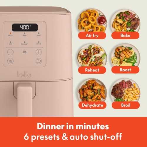 6QT Slim Air Fryer, Fits-anywhere™ Kitchenware, EverGood™ Ceramic Nonstick Coating, Adjustable Temperature, 6 Preset Cooking , 60 Min Auto Shutoff w