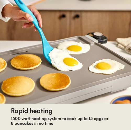 12" x 22" Electric Griddle with EverGood™ Ceramic Nonstick Coating, Removable Temperature Probe, Dishwasher-Safe Drip Tray & Cool Touch Handles, Cook