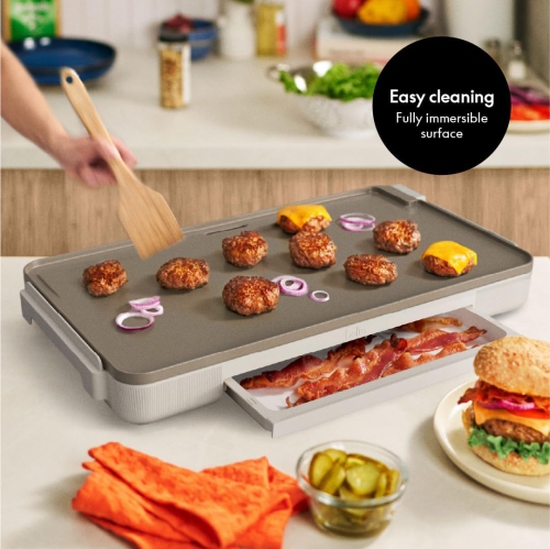 12" x 22" Electric Griddle with EverGood™ Ceramic Nonstick Coating, Removable Temperature Probe, Dishwasher-Safe Drip Tray & Cool Touch Handles, Cook