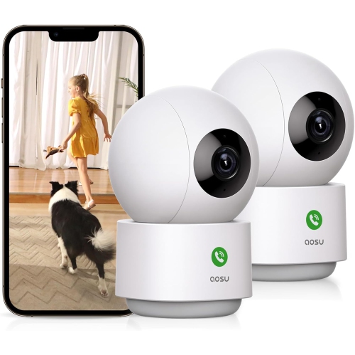 2K Security Camera Indoor, 3MP Baby Monitor Pet Dog Camera, One-Touch Call, Support 5G & 2.4G WiFi, 360° Pan-Tilt Motion Tracking, Home