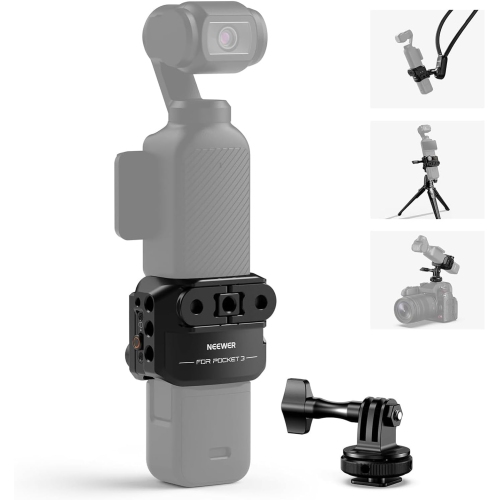 NEEWER Pocket 3 Cage, Aluminum Alloy Gimbal Video Recording Rig with Action Camera Extension Adapter 1/4"