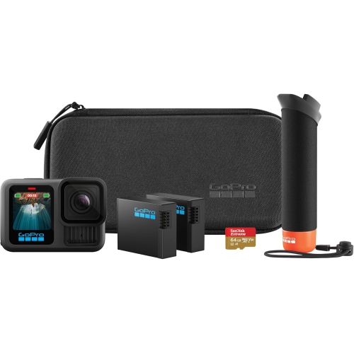 GoPro HERO13 Black Accessory Bundle - Includes The Handler, 2 Enduro Batteries, 2 Curved Adhesive Mounts, 64GB SanDisk MicroSD Card, and Carrying Case