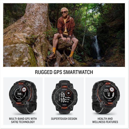 Garmin Instinct® 3 45mm, Solar Charged Display, Rugged Outdoor GPS Smartwatch, Metal-Reinforced Bezel, Built-in Flashlight, Black by GARMIN - Refurbished condition - Image 2