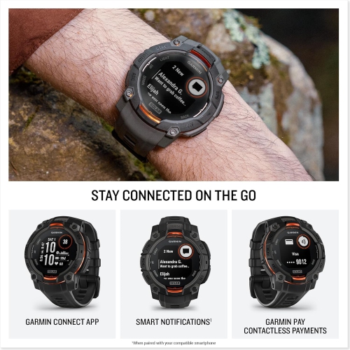 Garmin Instinct® 3 45mm, Solar Charged Display, Rugged Outdoor GPS Smartwatch, Metal-Reinforced Bezel, Built-in Flashlight, Black by GARMIN - Refurbished condition - Image 4
