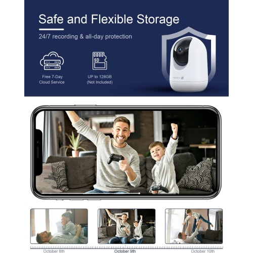 Indoor Security Camera 2K, Pet Camera with Phone App, WiFi Cameras for Home Security Camera for Dog/Baby Monitor/Elder Pan Tilt, 2.4G, 24/7, 2-Way