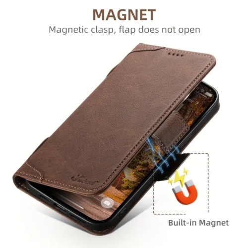 MagSafe Wallet Case for iPhone 17 Air 6.5-Inch, Magnetic Wireless Charging Compatible PU Leather Phone Case with Card Holder Wallet for Men - Brown