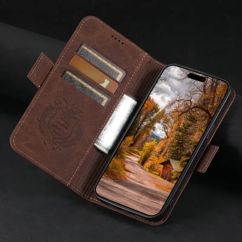 MagSafe Wallet Case for iPhone 17 Air 6.5-Inch, Magnetic Wireless Charging Compatible PU Leather Phone Case with Card Holder Wallet for Men - Brown