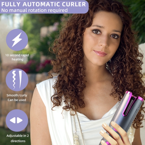 Fer à friser 3/rouleau 4&nbsp;po,Fer à friser automatique sans fil,Fer à friser automatique rechargeable pour cheveux longs,Fer à friser portatif en