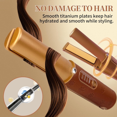 Cordless Hair Straightener,Portable Straightener 2 in 1 for Hair Straightening and Curling,Fast Heating Cordless Flat Iron,Portable Travel Hair