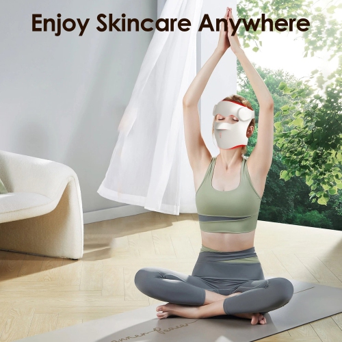 Thérapie à la lumière rouge pour le visage, Masque thérapeutique à DEL sans fil pour le visage, Masque facial 850 nm à infrarouge et à lumière