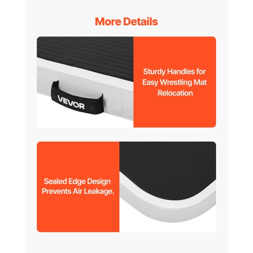 VEVOR 10x10 ft 600W Wrestling Mat Inflatable, Martial Arts Thick Mat for Home Gym Exercise, PVC Foldable Training Mats with Air Pump, for Gymnastics,