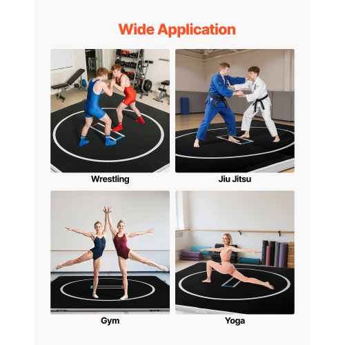 VEVOR 10x10 ft 600W Wrestling Mat Inflatable, Martial Arts Thick Mat for Home Gym Exercise, PVC Foldable Training Mats with Air Pump, for Gymnastics,