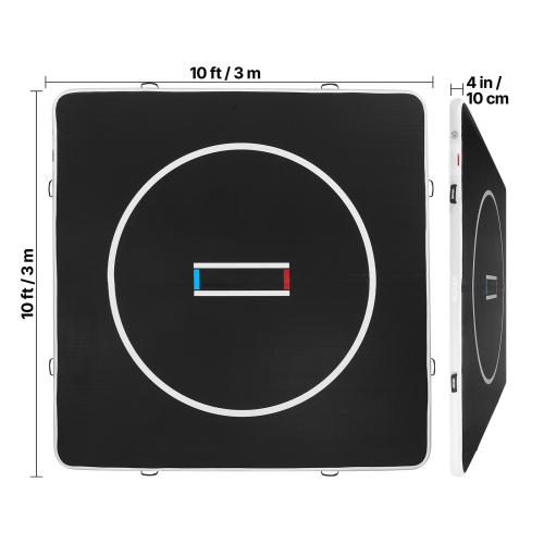 VEVOR 10x10 ft 600W Wrestling Mat Inflatable, Martial Arts Thick Mat for Home Gym Exercise, PVC Foldable Training Mats with Air Pump, for Gymnastics,