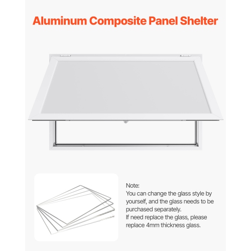 VEVOR 53x33 in Concession Window, Aluminum Alloy Frame Service Window for Food Truck, Up to 85 Degrees Stand Serving Window with Awning Door and Drag