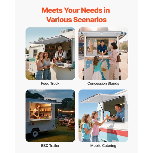 VEVOR 74x40 in Concession Window,Aluminum Alloy Frame Service Window for Food Truck, Up to 85 Degrees Stand Serving Window with Awning Door and Drag