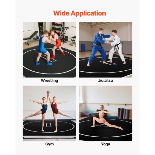 VEVOR 13x13 ft 600W Wrestling Mat Inflatable, Martial Arts Thick Mat for Home Gym Exercise, PVC Foldable Training Mats with Air Pump, for