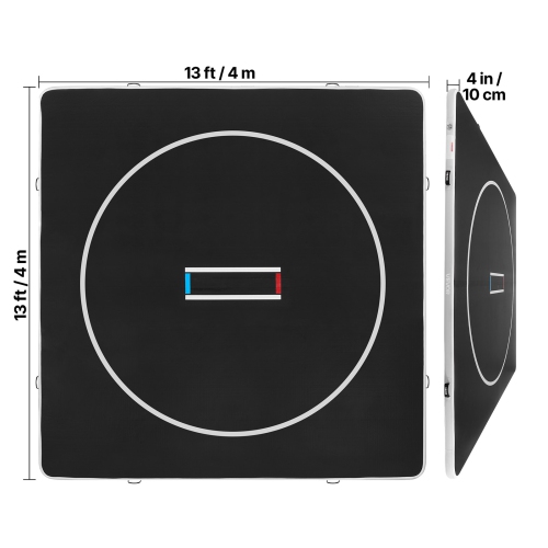 VEVOR 13x13 ft 600W Wrestling Mat Inflatable, Martial Arts Thick Mat for Home Gym Exercise, PVC Foldable Training Mats with Air Pump, for